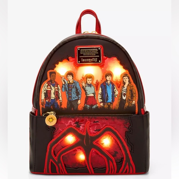 Loungefly Stranger Things Group Portrait Light-Up Mini Backpack & Wallet - Picture 3 of 16
